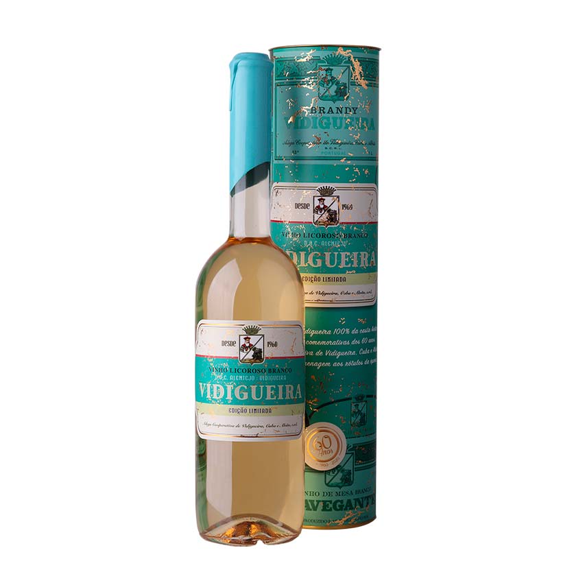Garrafa e caixa Vidigueira vinho licoroso branco alentejano 075l ACVCA
